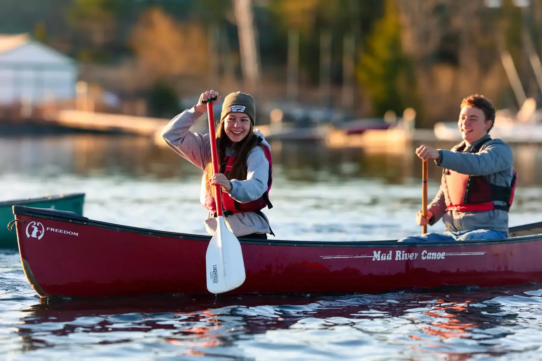 Canoeing students at Lakefield College School enjoying outdoor water activities.