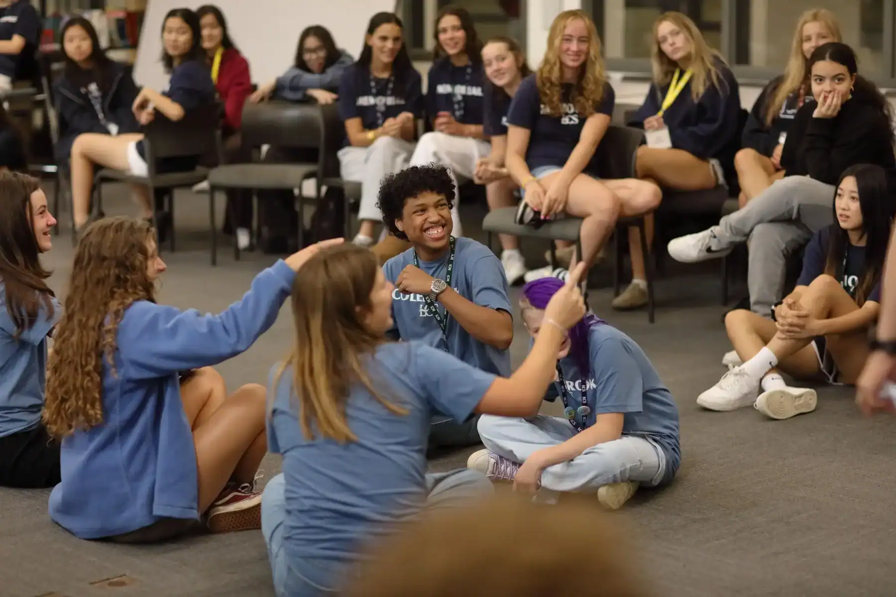 Students participating in a classroom activity at Lakefield College School.