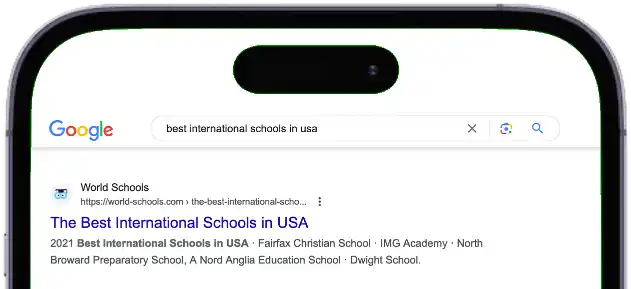 Google search results for best international schools in USA