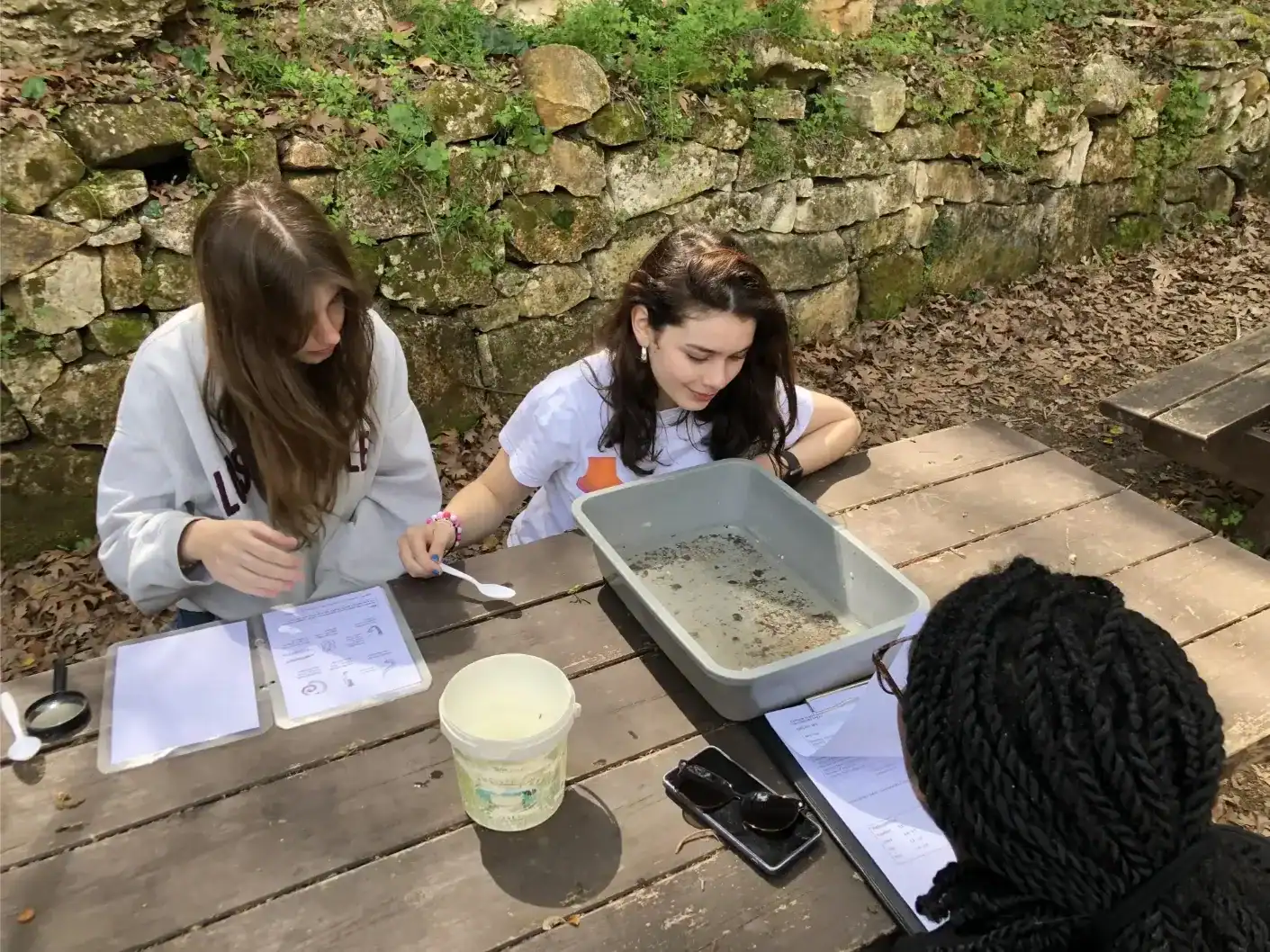 Outdoor science experiment with students at Elea High Online School.