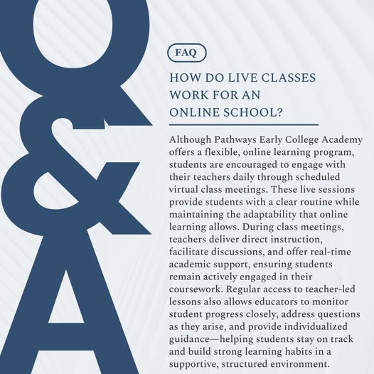 Online classes for students at Pathways Early College Academy offering flexible virtual learning wit.