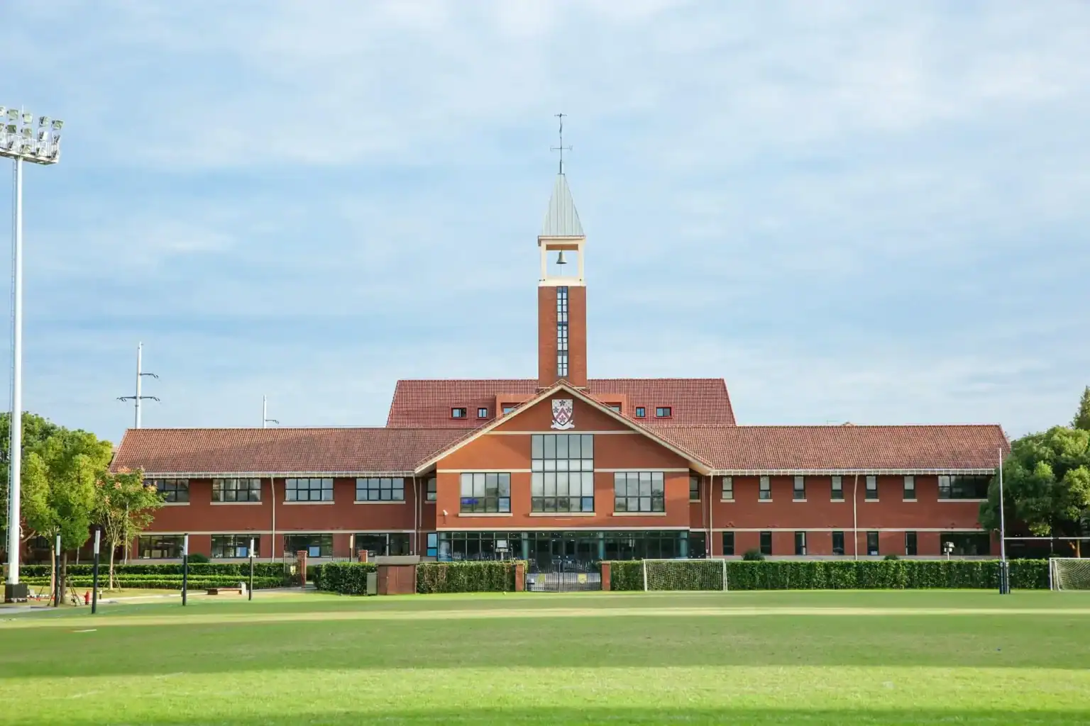 Modern school building at Dulwich College Shanghai Pudong campus.