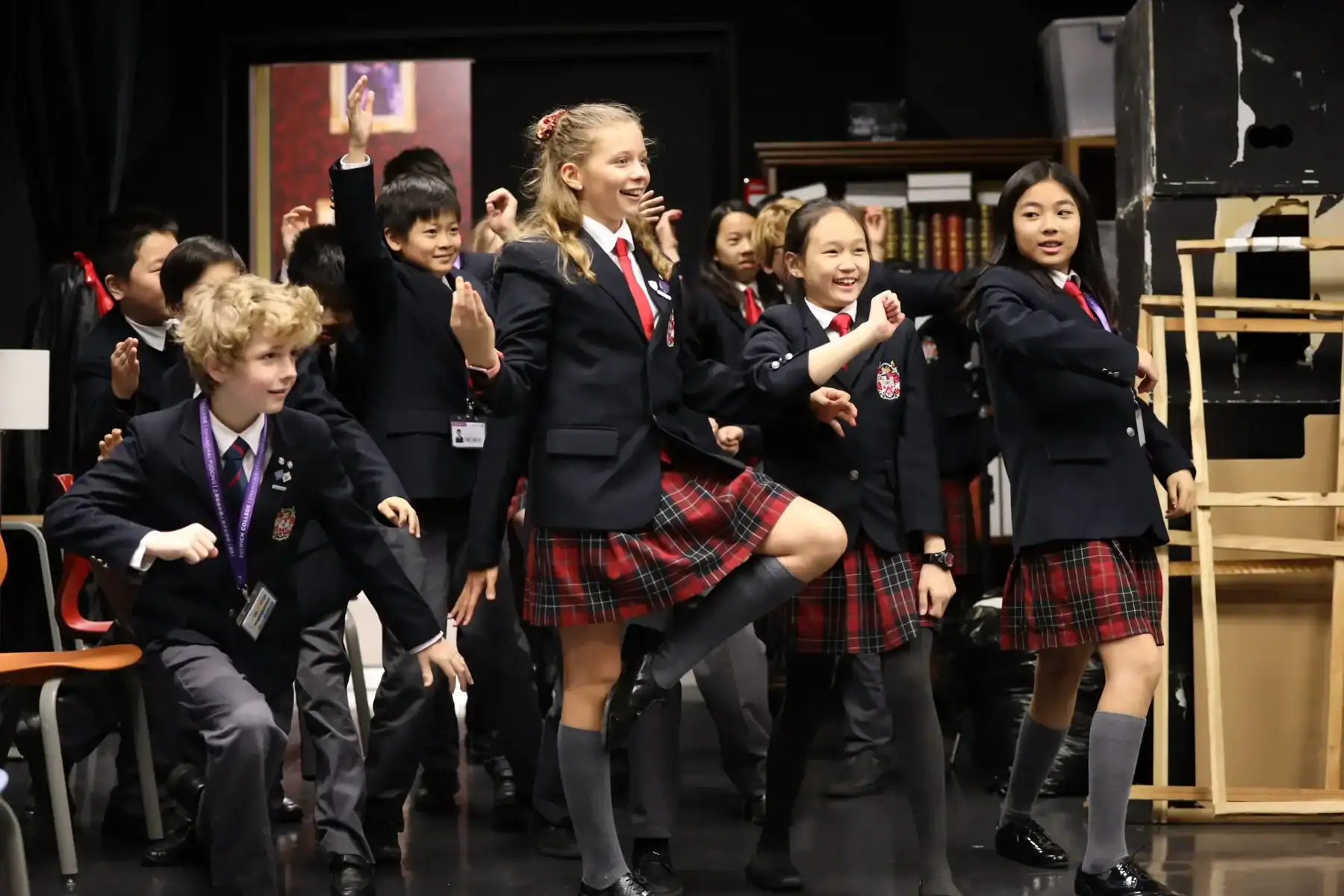 Students at Dulwich College Shanghai Pudong participating in a lively classroom activity.