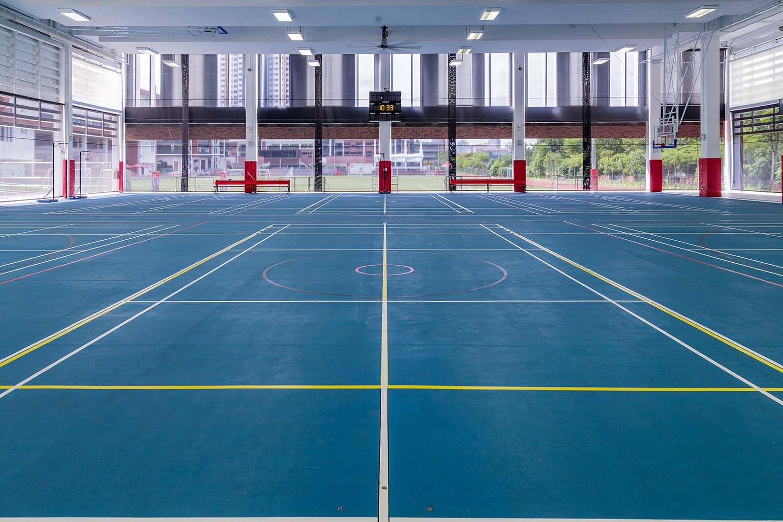 Indoor sports court at Dulwich College Shanghai Pudong, part of World Schools network.