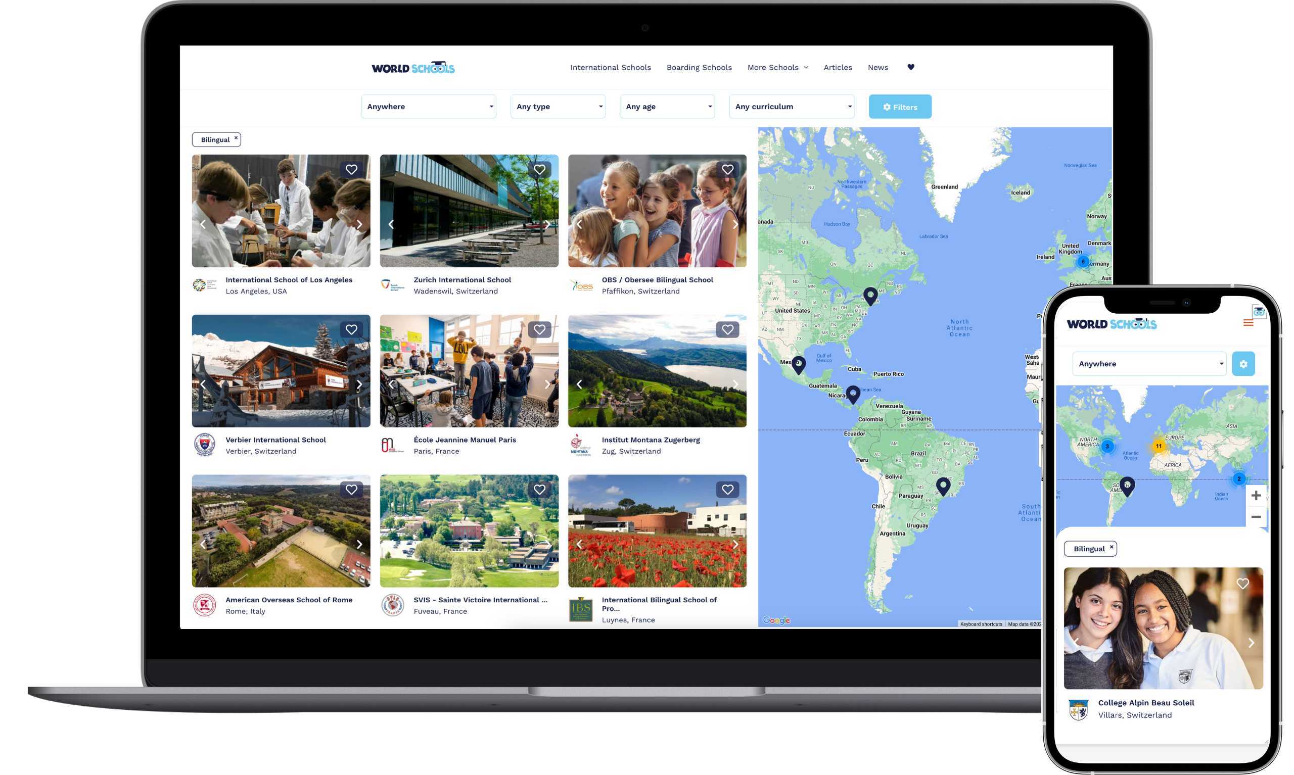 Os novos recursos de 2023 11 International schools worldwide map and listings for top quality education.