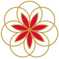 ワールド・スクールズ・ブランドを象徴するゴールドとマルーンカラーのアクセントがエレガントな花のロゴ。.