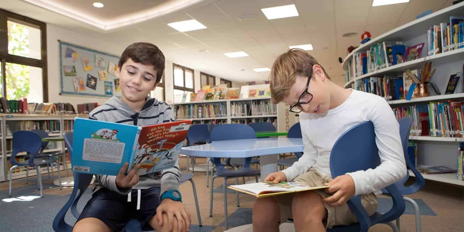 Engaging students reading books in a well-equipped school library for educational excellence.
