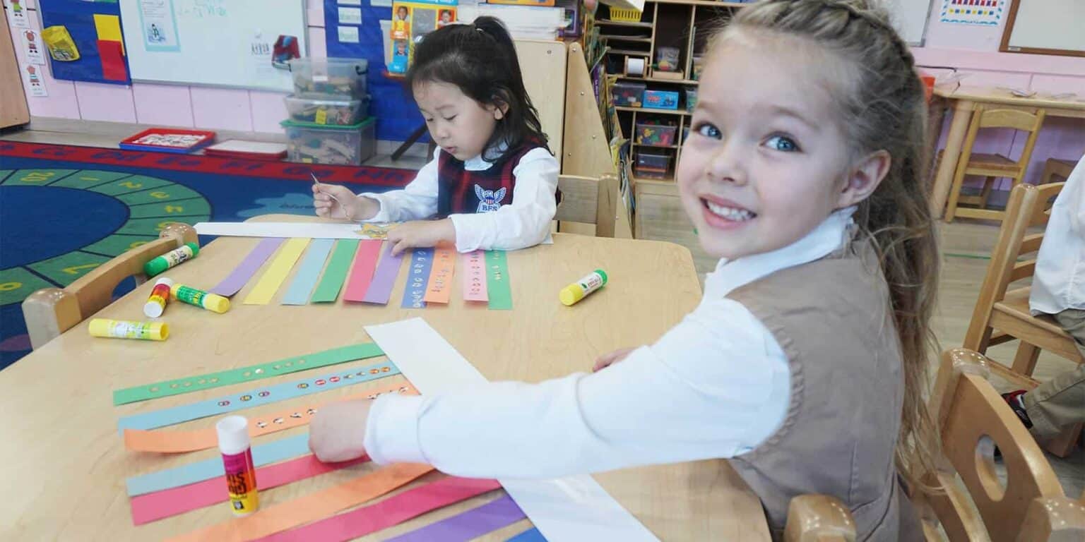 Colorful classroom activity for young students at a World Schools educational setting.