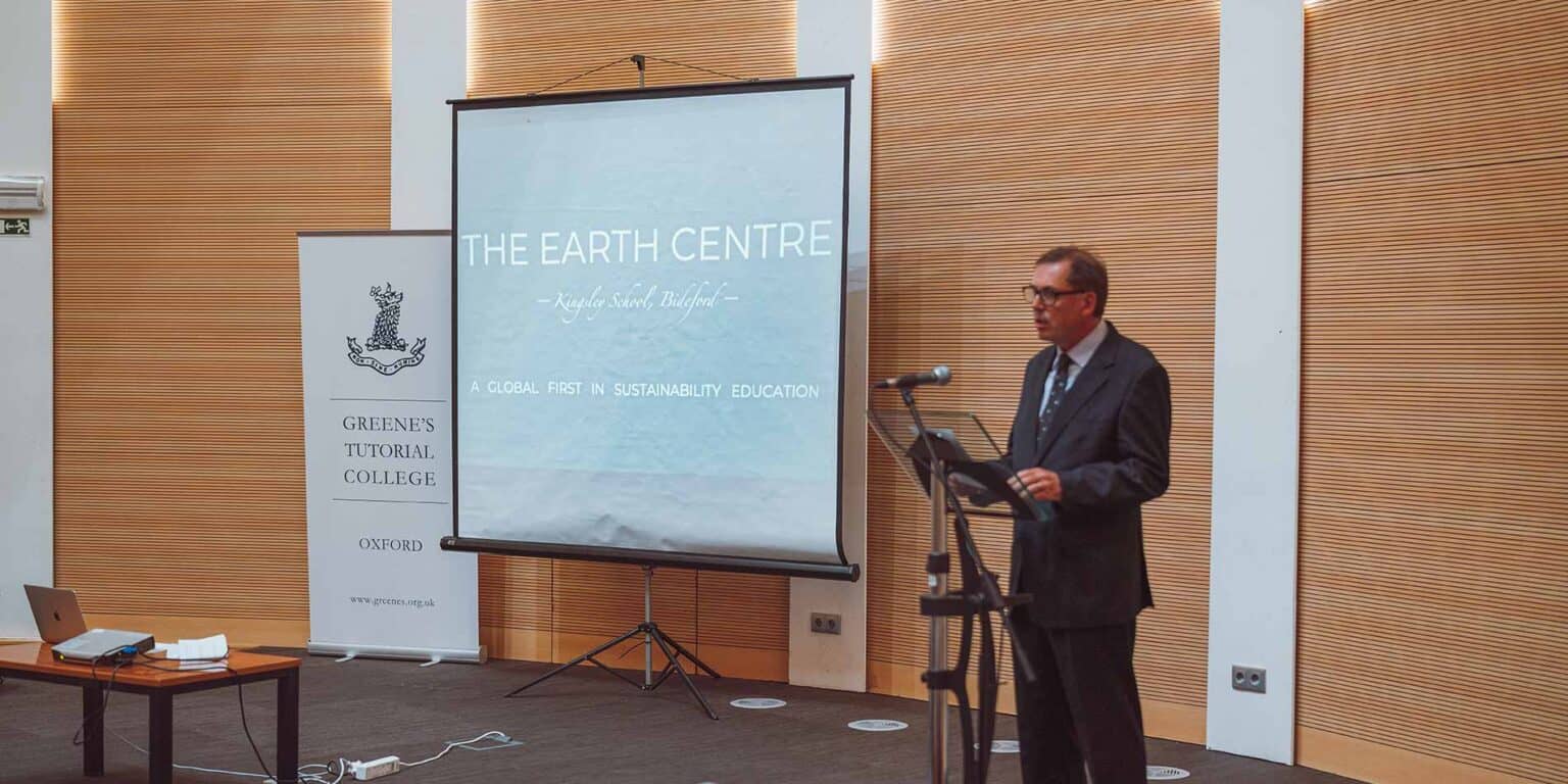 Eco-friendly school presentation on sustainability education at The Earth Centre, Kingsley School, Bidford.