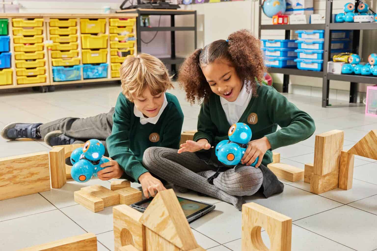 Robotics learning activity for children at a world schools classroom, promoting STEM education and critical thinking.