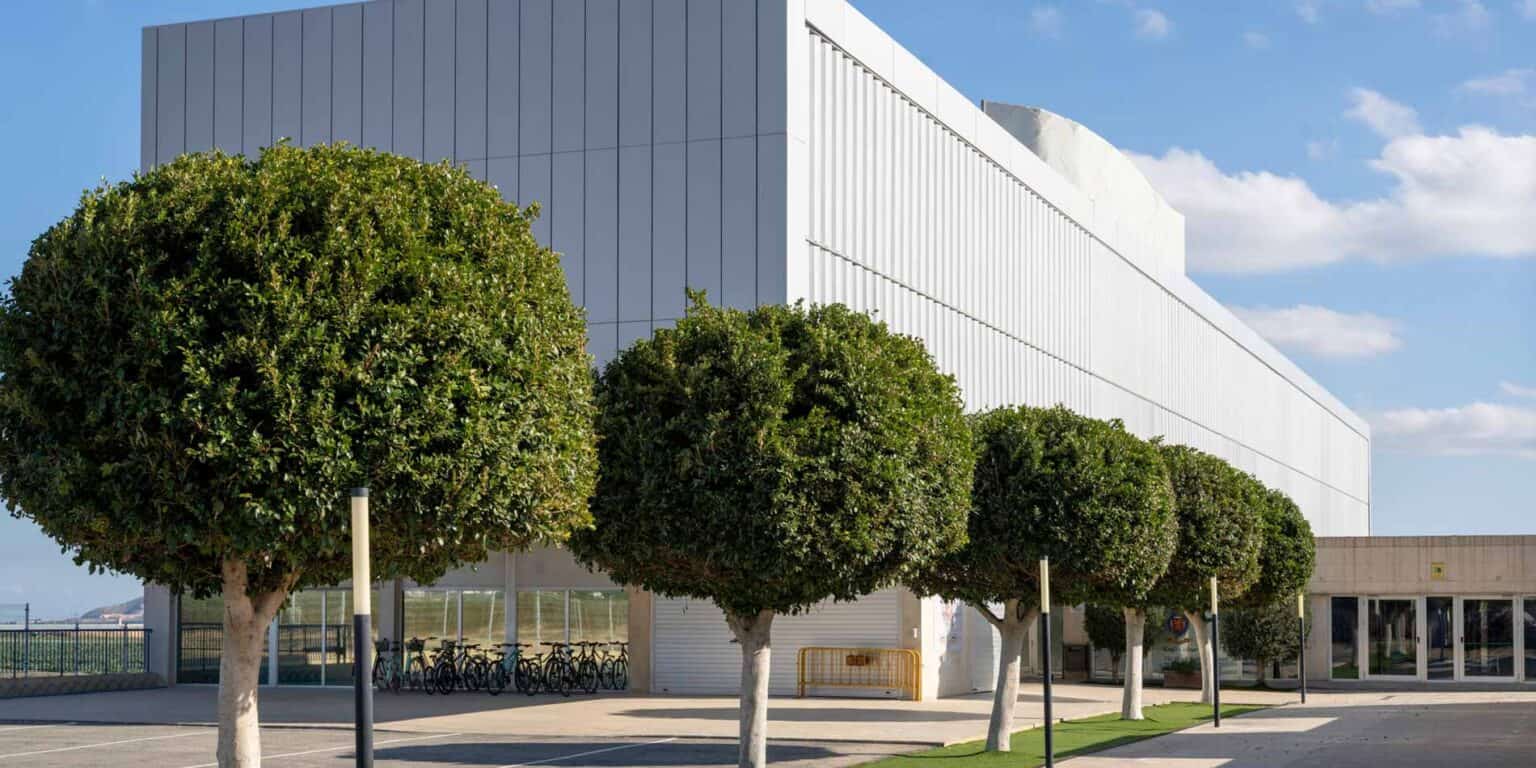 Modern educational facility at World Schools with contemporary architecture and greenery for optimal learning environments.