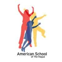 Diverse students celebrating with flags at American School of The Hague, promoting global education.