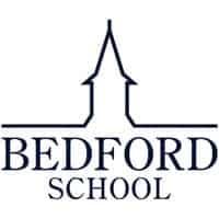 Modern Bedford School logo with iconic spire design for elite international education.