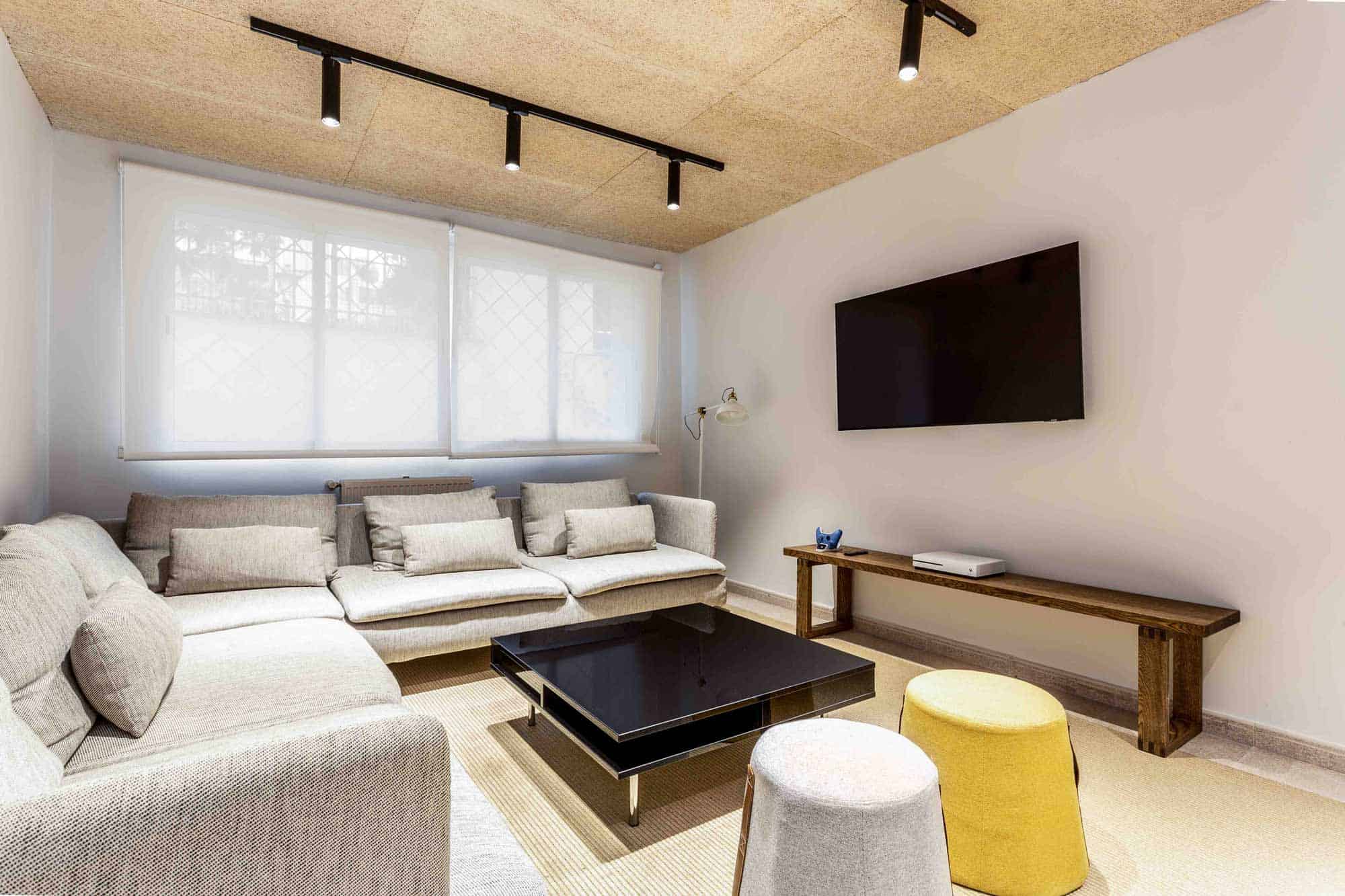 Cozy living room with modern design, ideal environment for world school students and families.