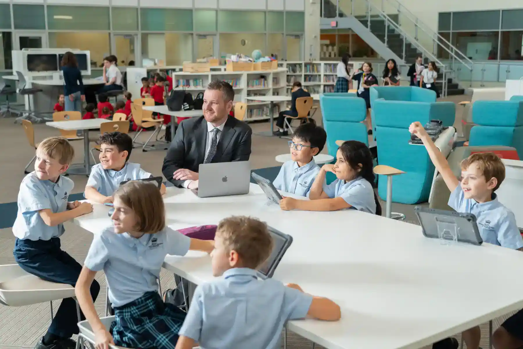 Innovative classroom at a world school fostering creativity and global education for diverse students.