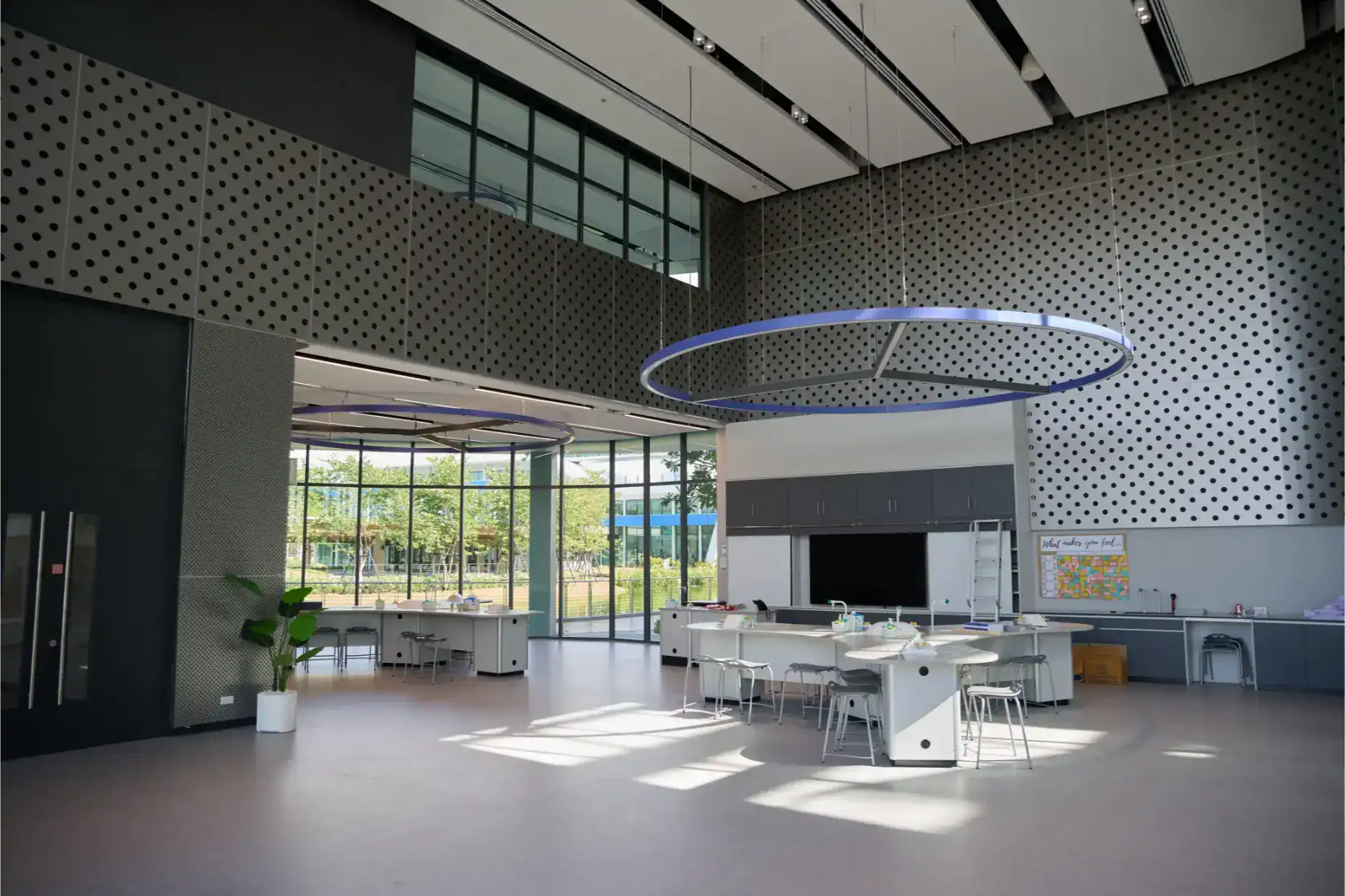 Modern school interior with bright classrooms and innovative design for top international education.