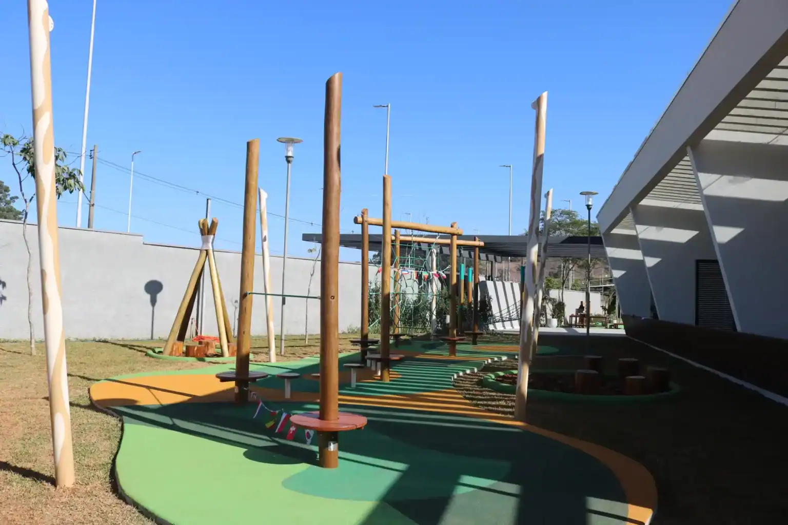 Colorful outdoor playground at World Schools for children’s recreation and learning.