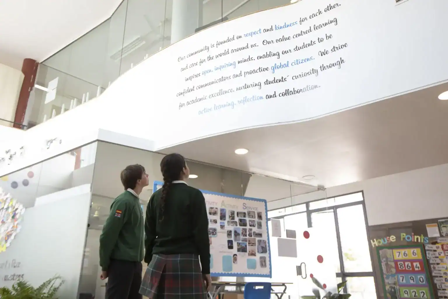 Dedicated students exploring inspiring educational values at World Schools in a vibrant school environment.