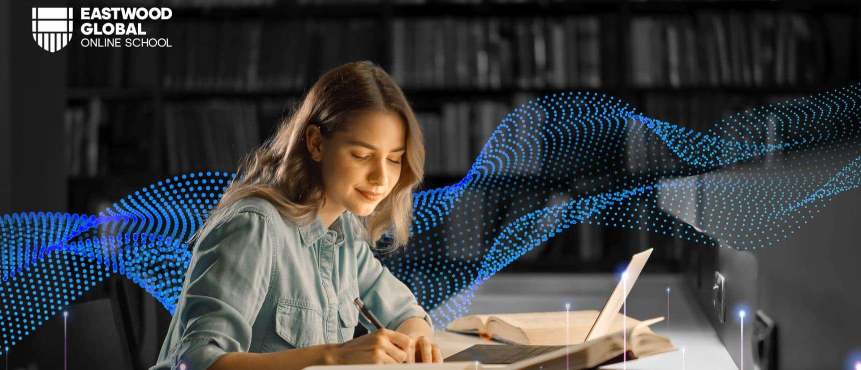 Online student studying with digital technology, digital learning, and online education concept.