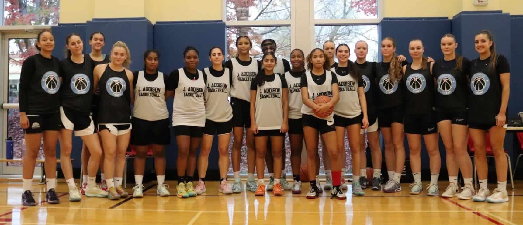 Girls' basketball team at World Schools, promoting sportsmanship and teamwork.
