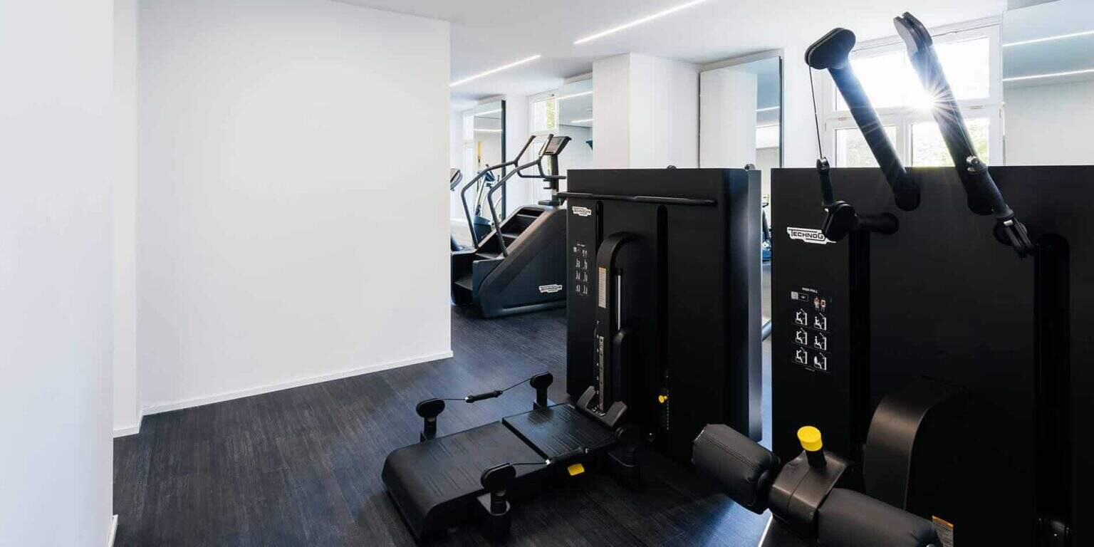 Modern school gym equipment for student fitness and health at an international school.