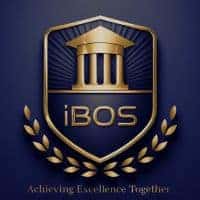 Secure iBOS school emblem featuring pillars and laurel wreath for world-class education branding.