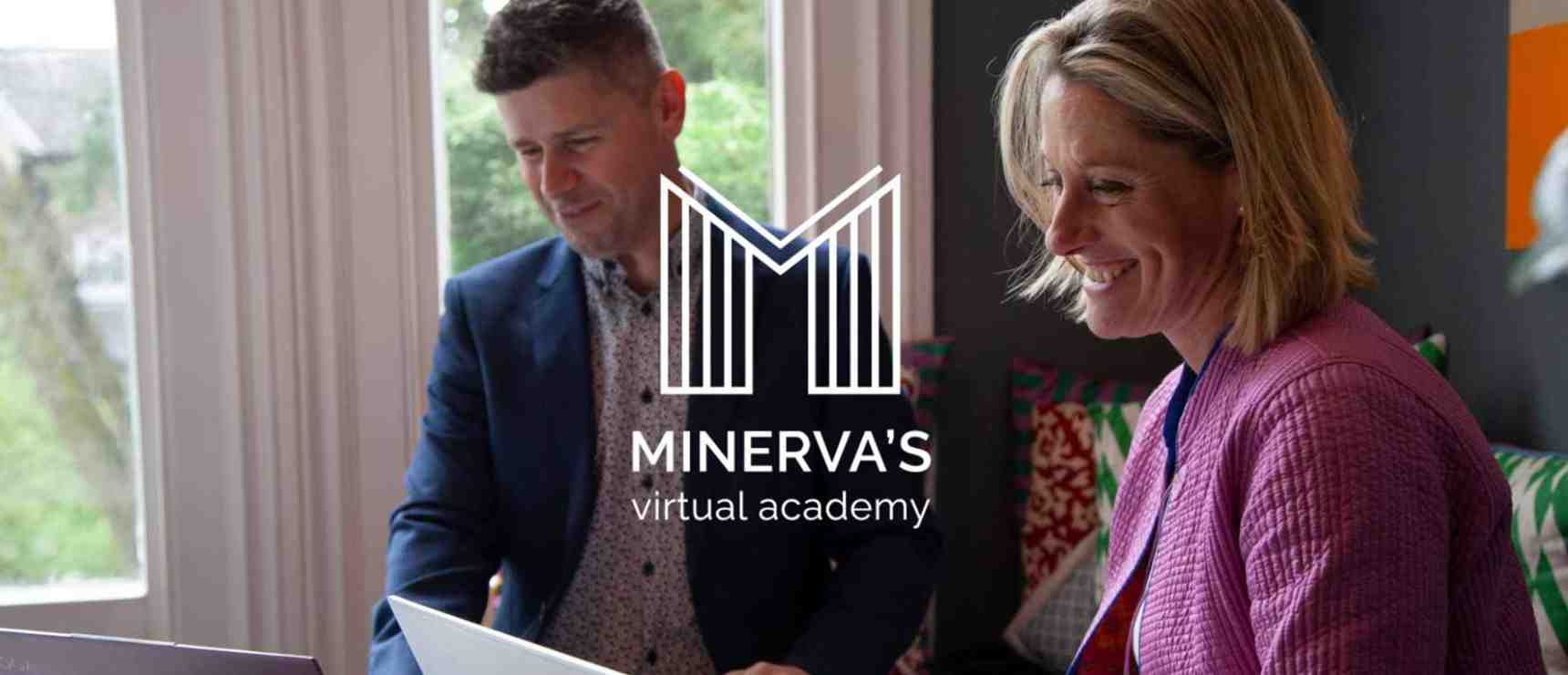 Bright adult learners engaged in online learning at Minerva’s virtual academy, promoting international education excellence.