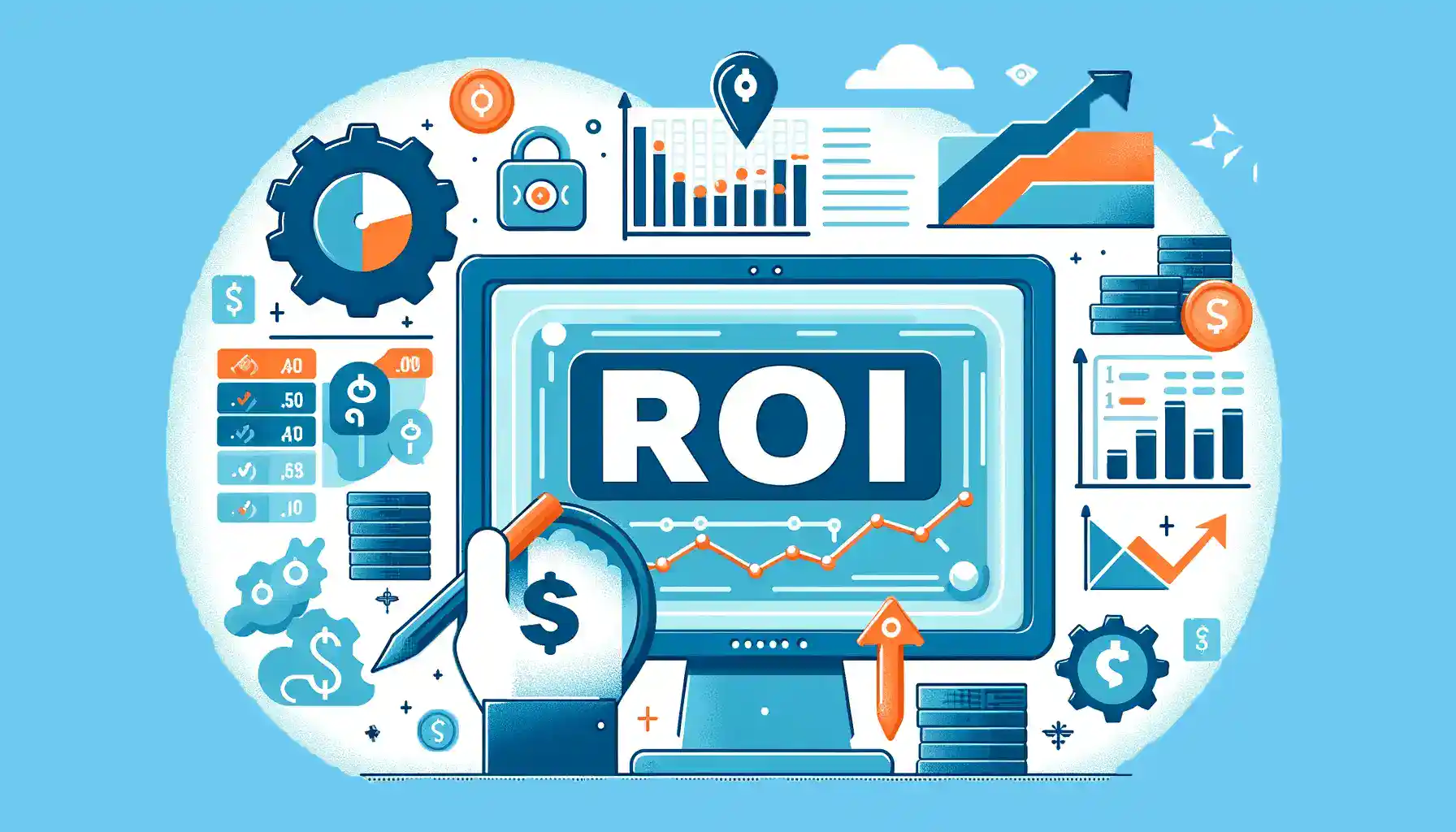 ROI concept in educational investment with digital analytics and growth data for world schools.