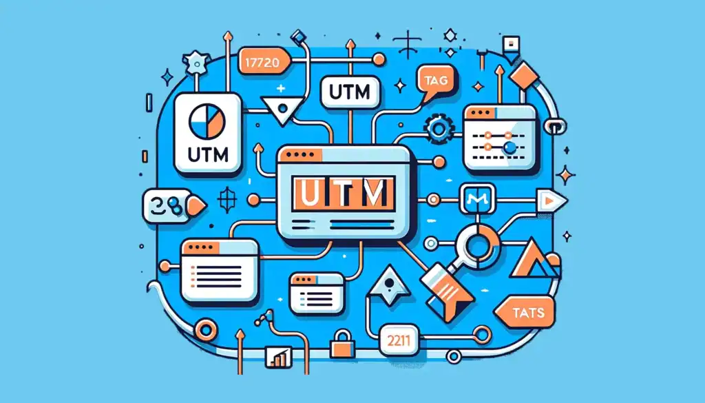 UTM tracking and analytics icons for school marketing and digital strategy.