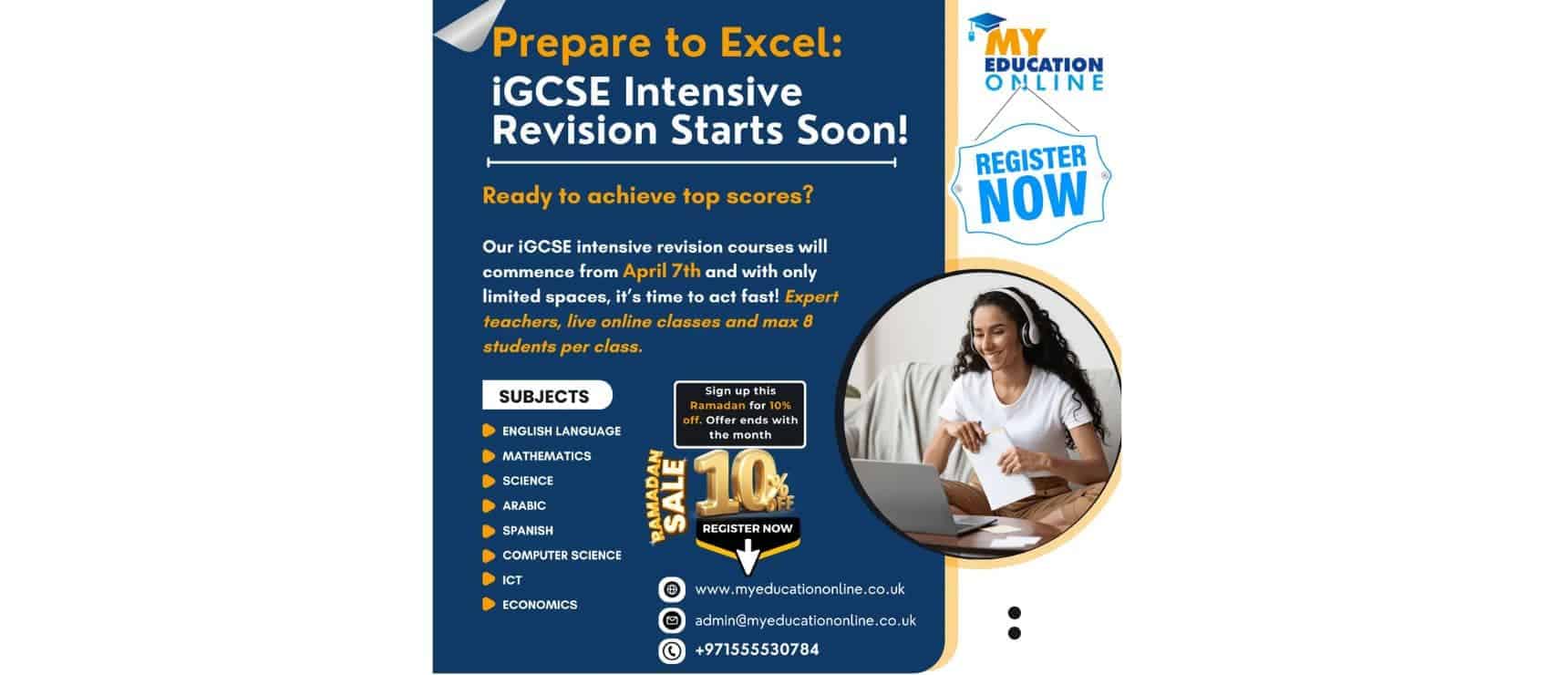 IGCSE Revision Courses Start April 7th – Only 8 Seats Available Per Subject!