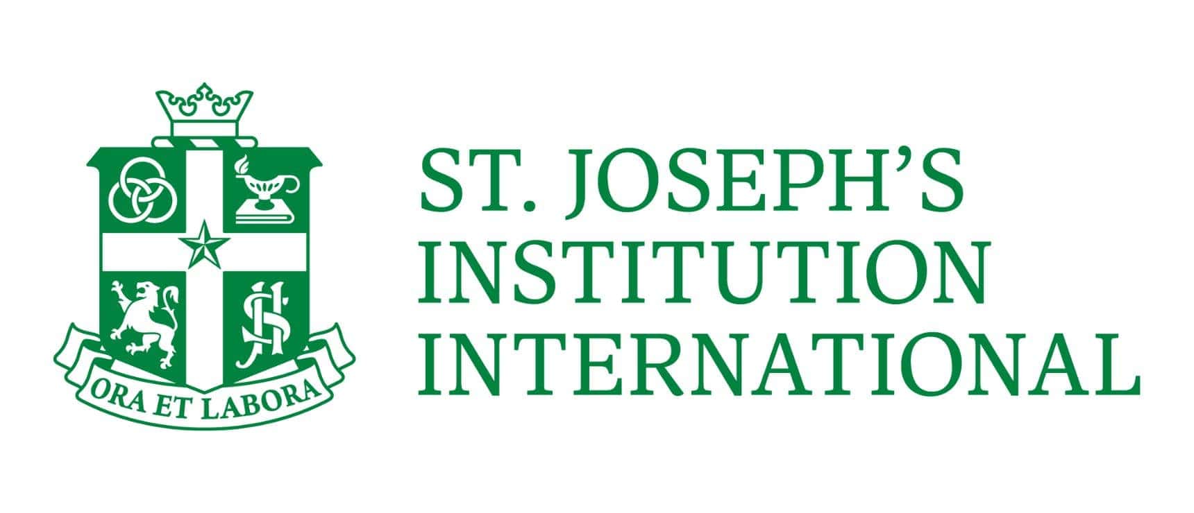 St. Joseph's International School logo with emblem and motto, promoting global education excellence.