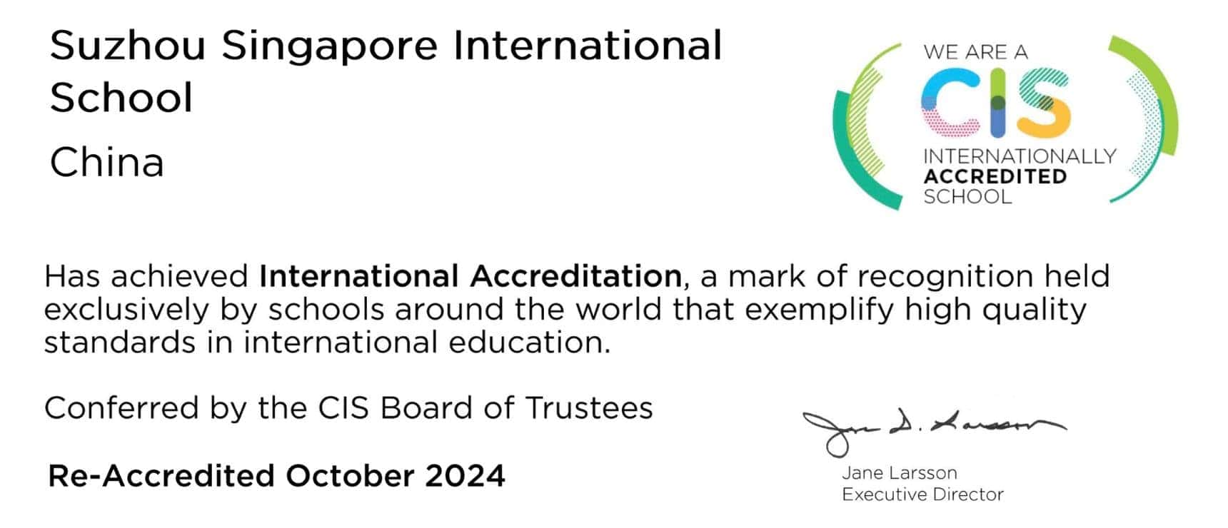 Internationally accredited Suzhou Singapore International School in China for high-quality global education.