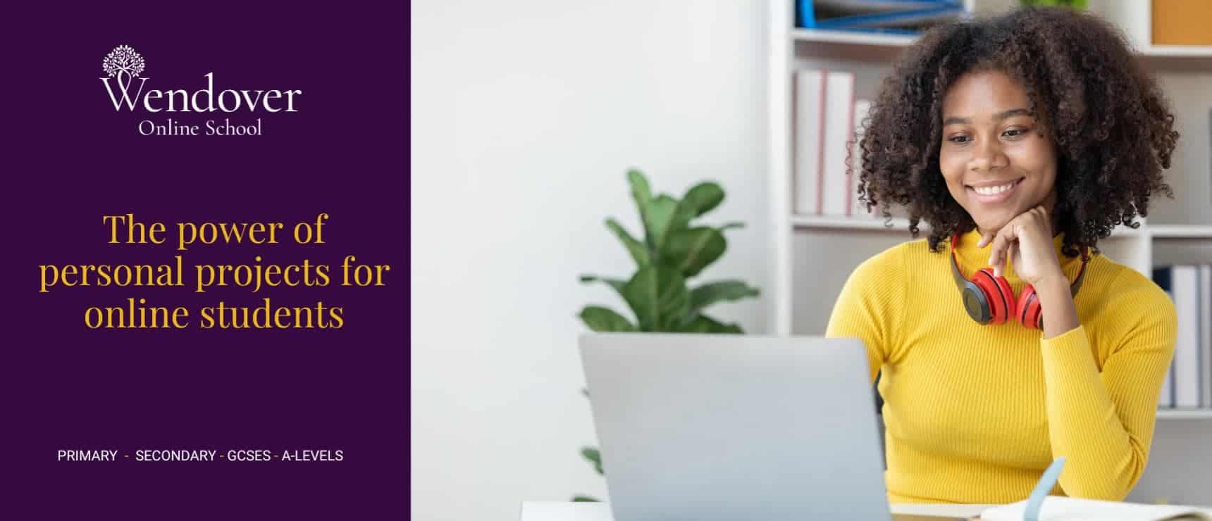 A vibrant online school environment with engaged students and personal projects for academic success.