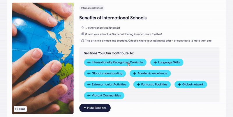 Share Insights in Editorial Articles 1 selectsection