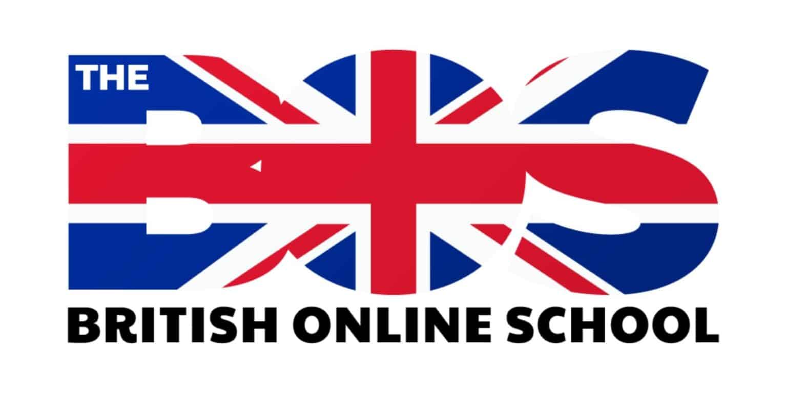 British online school logo with Union Jack design, emphasizing global education and British curriculum.
