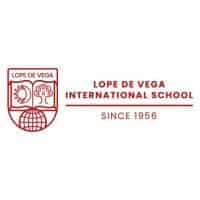 Логотип университета Lope de Vega International School в красно-белых тонах.