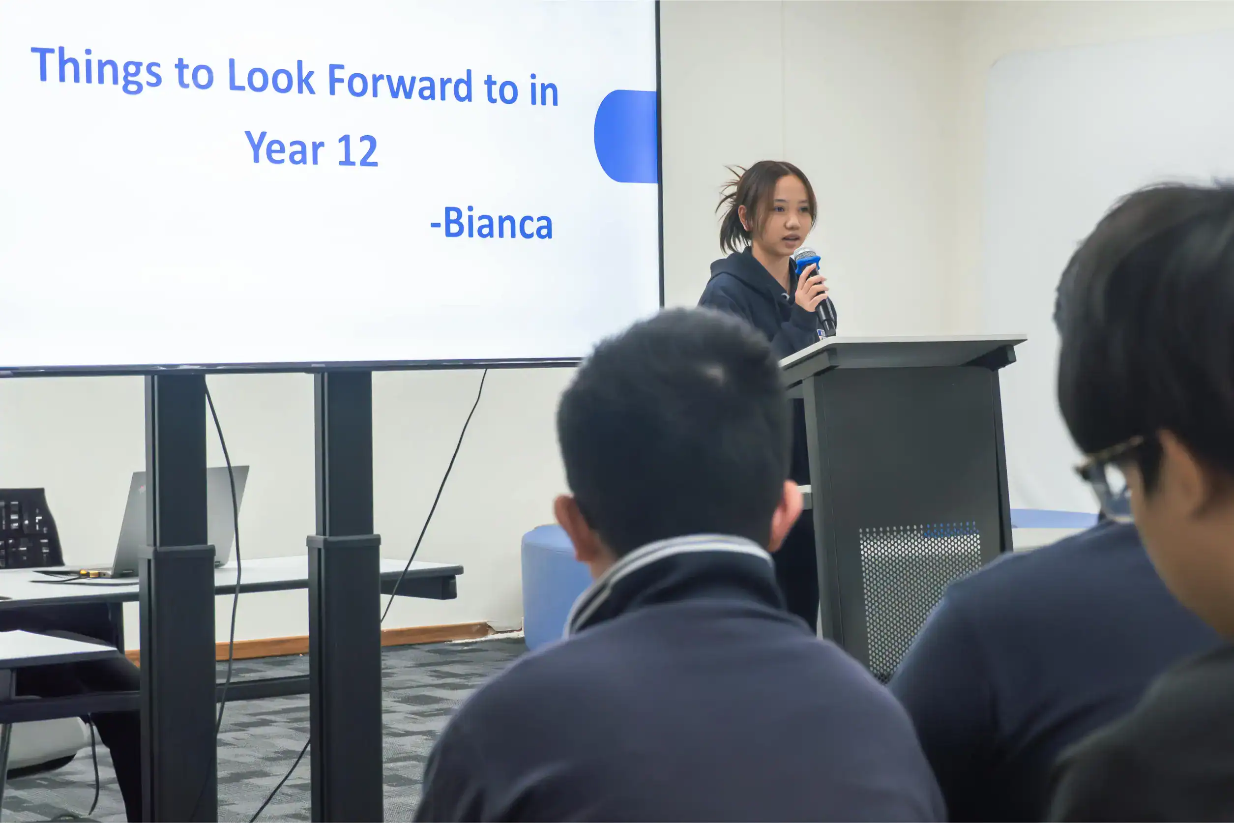 Innovative classroom presentation at World Schools showcasing student engagement in international education.