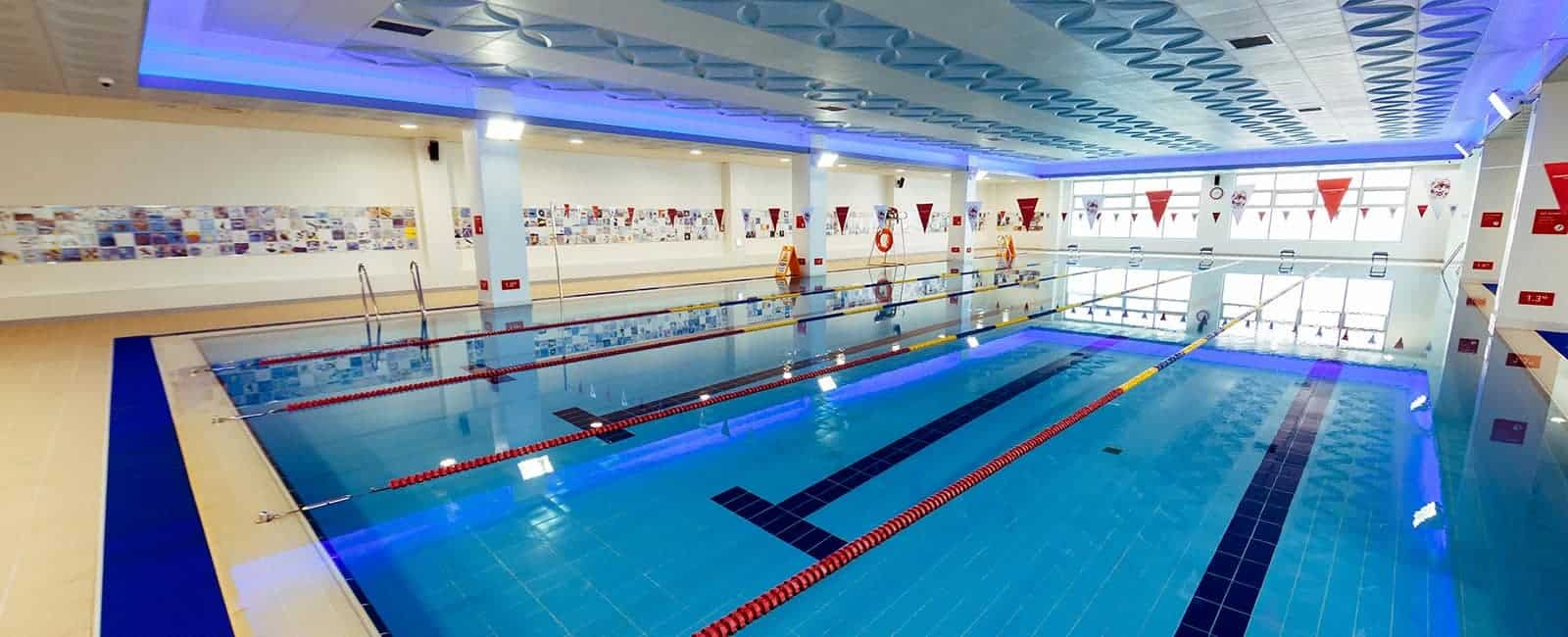 Indoor swimming pool at Dulwich College Seoul, a premier international school.