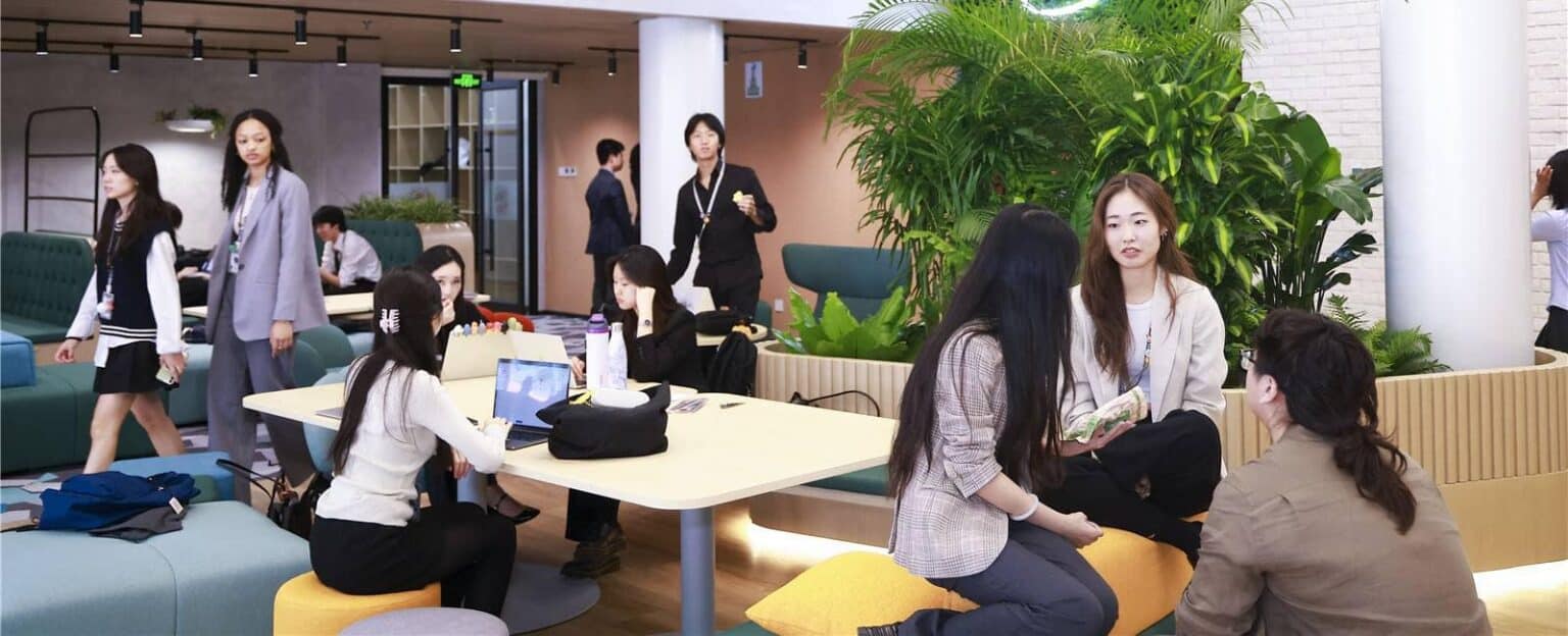 Students engaging in collaborative learning at Dulwich College Suzhou.