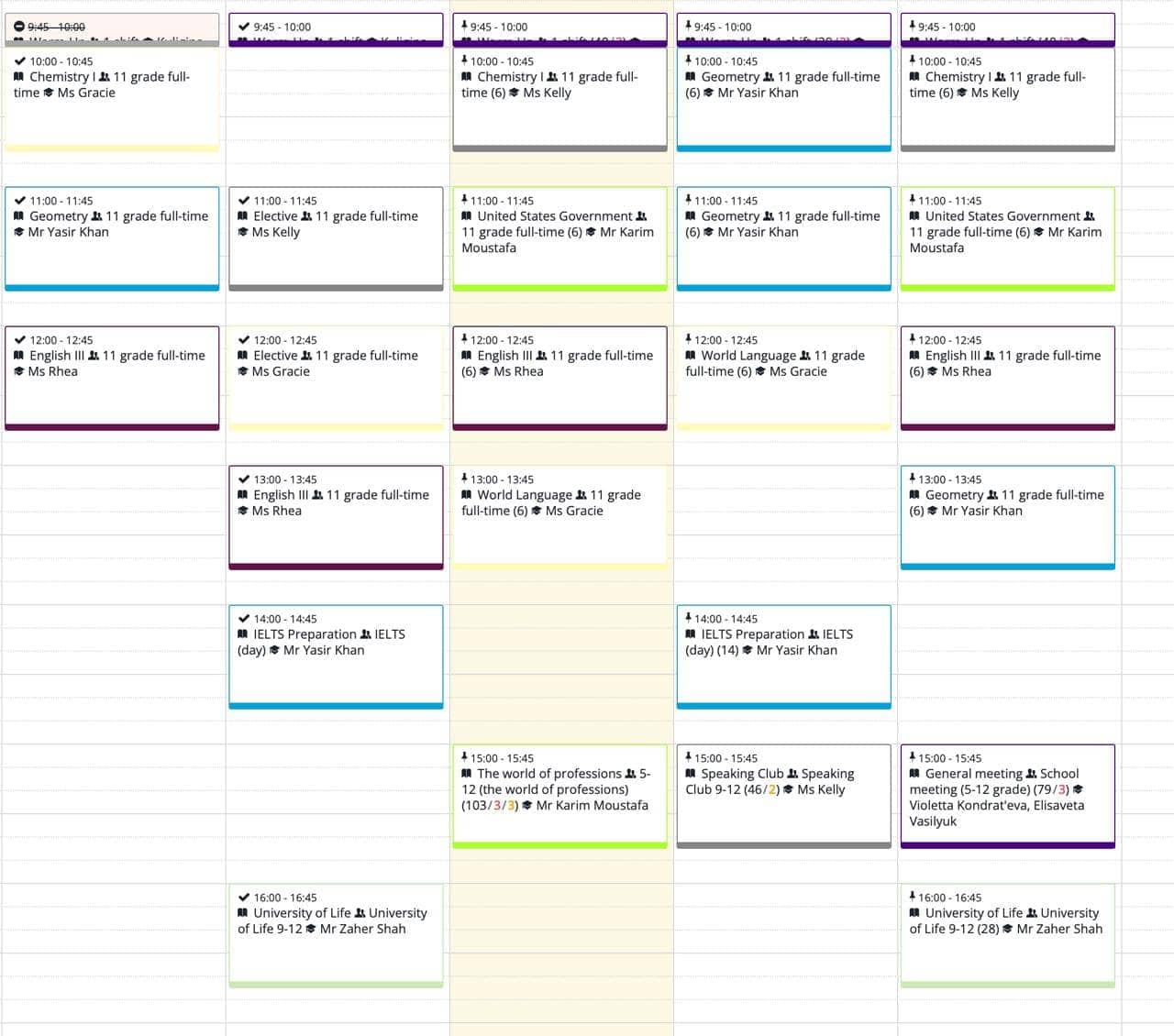World Schools education schedule at Academy of Global Education SHKOLA.