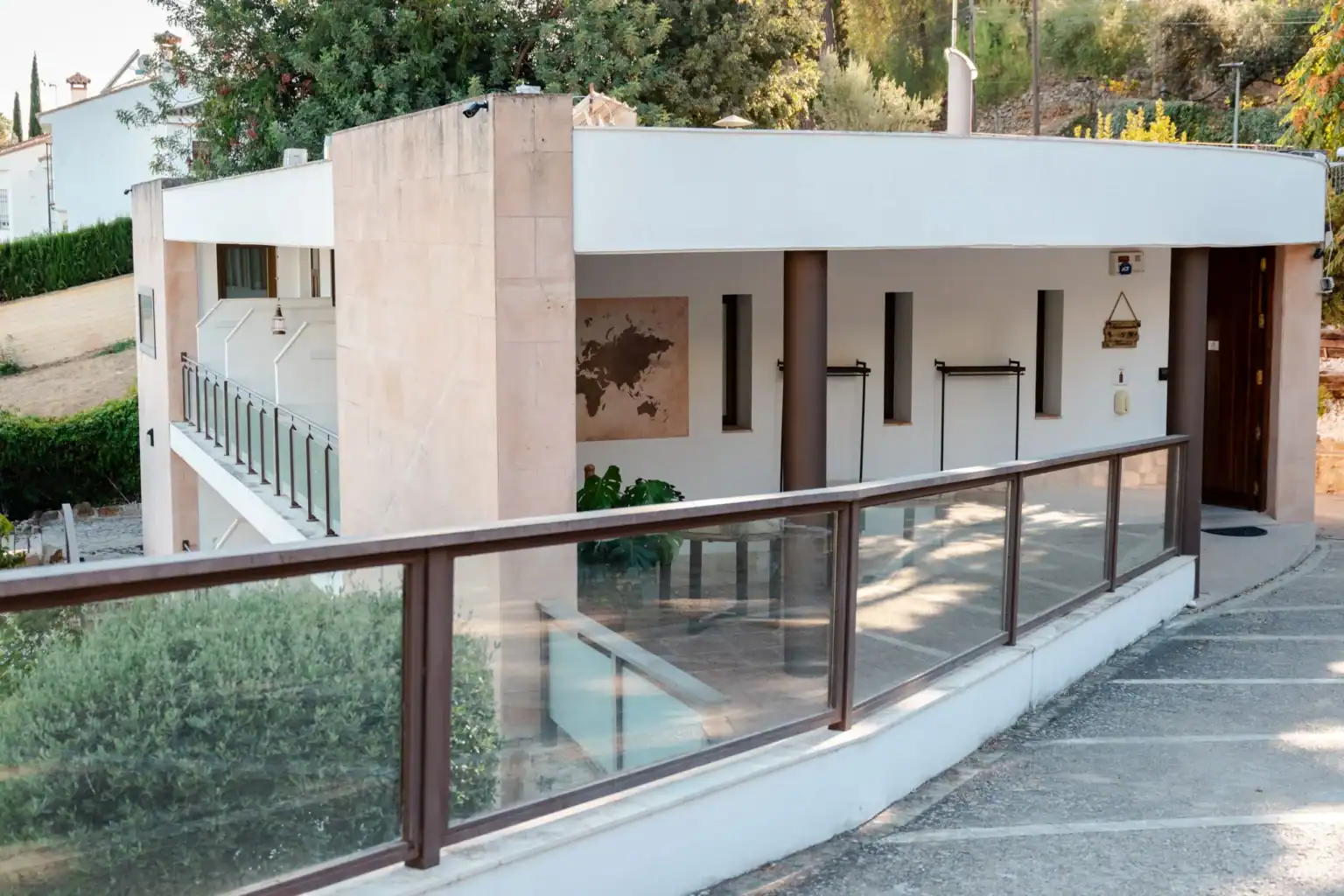 Modern school building with clean architectural design for global education.