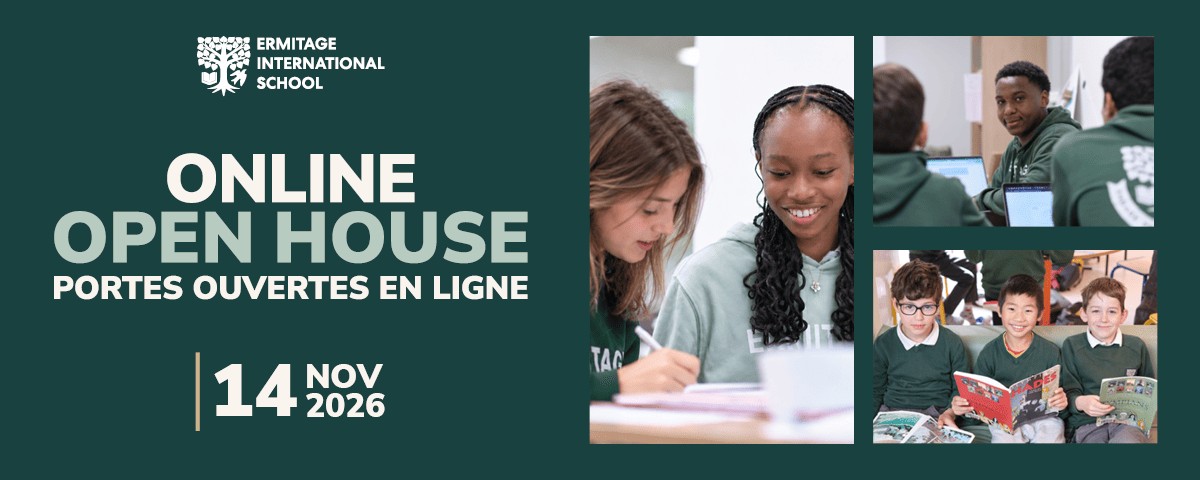 Students participating in online open house event at Ermitage International School.