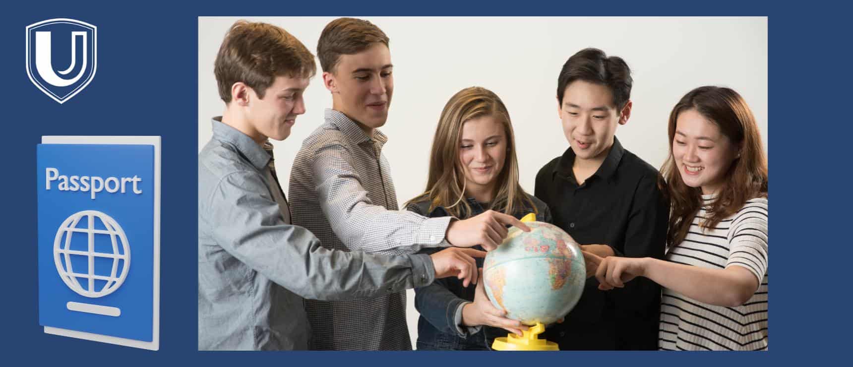 International students studying with global passports at top World Schools, embracing diversity and international education.