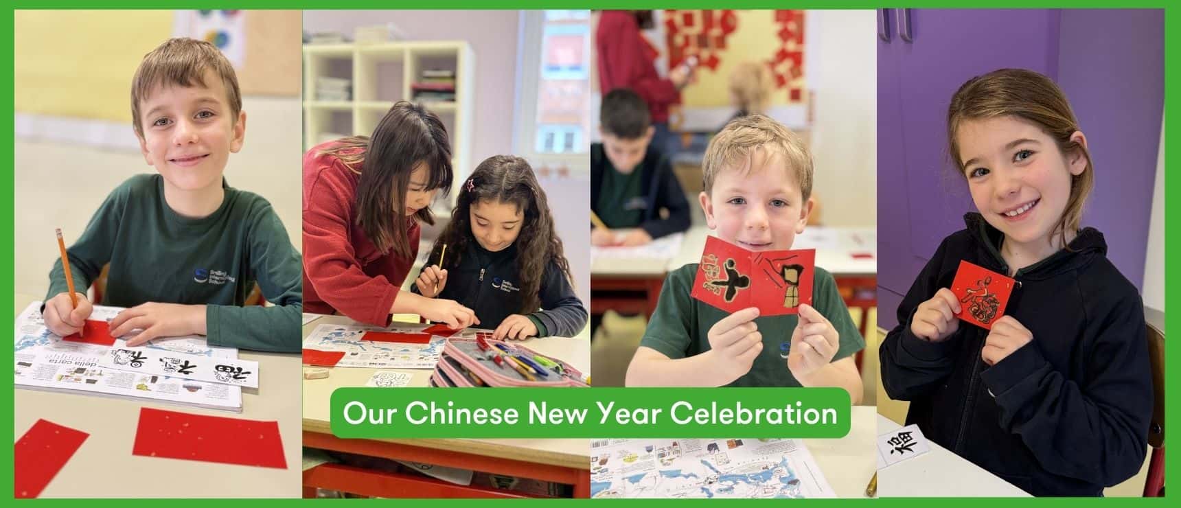Children celebrating Chinese New Year with crafts and activities at World Schools.