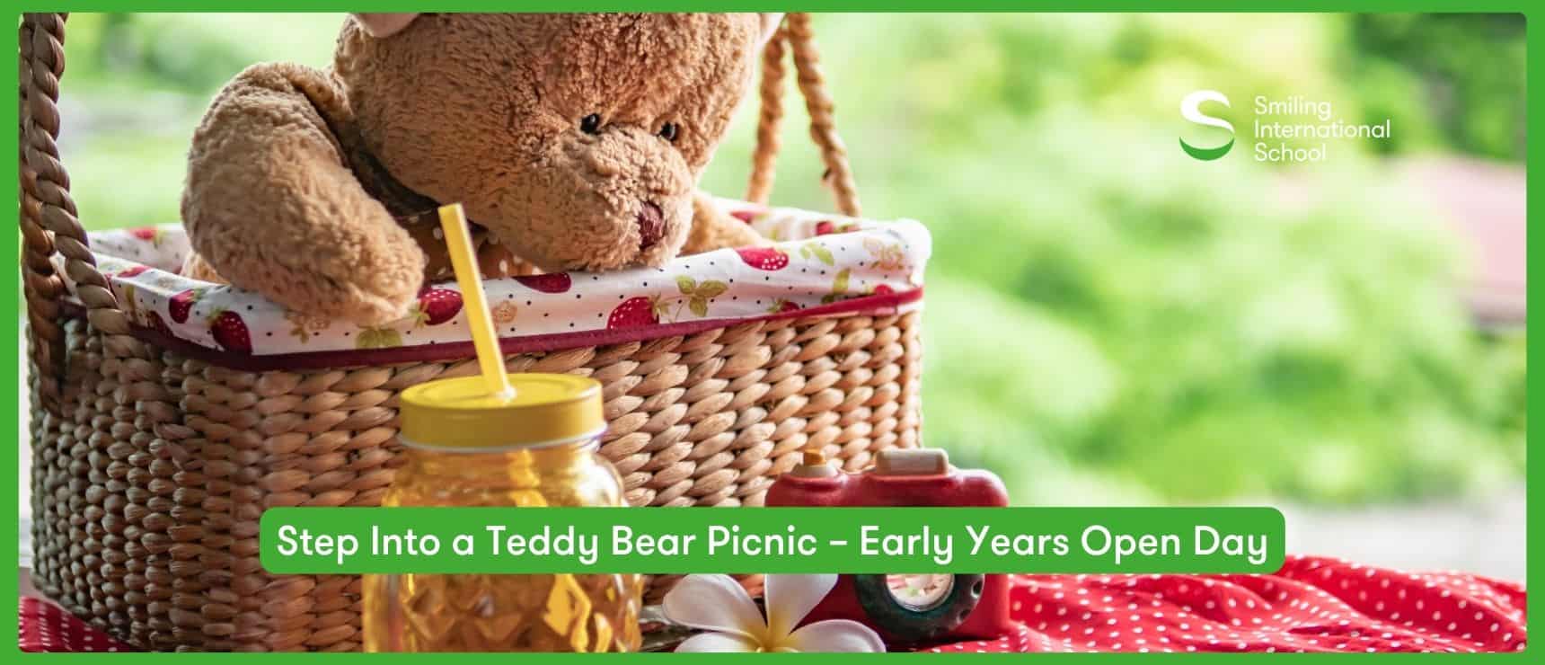 Kids enjoying a teddy bear picnic during early years open day event.